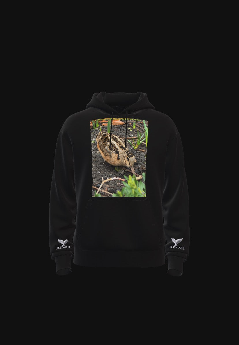 D010) Sweat À Capuche Ailes (La Bécasse D'Amérique Attrape Le Ver) / Wings Hoodie (The American Woodcock Gets The Worm)